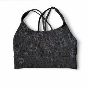 Lululemon Black Charcoal Animal-Print Strappy Sports Bralette
